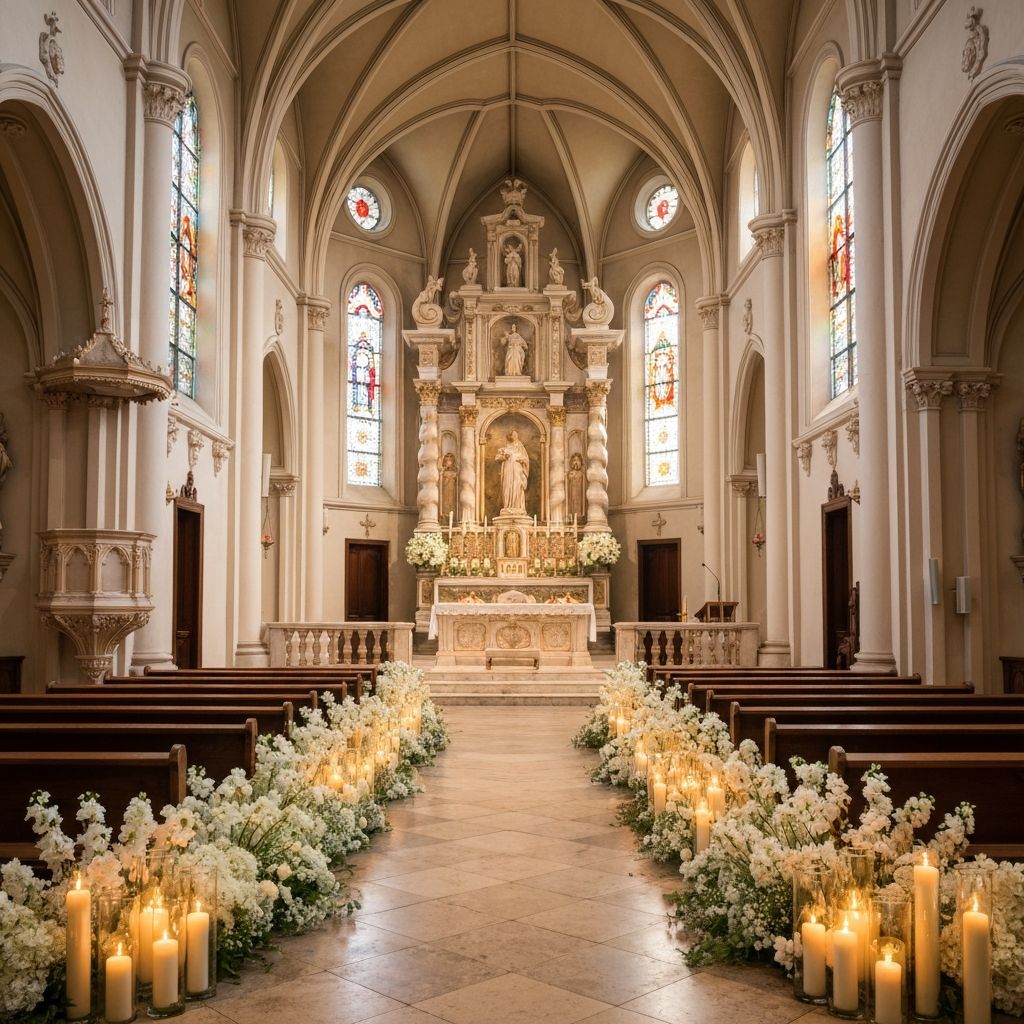 Interior de la iglesia para ceremonia de boda